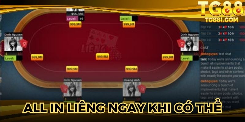Hội viên không quên all in ngay nếu nắm chắc phần thắng